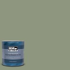 the behr paint is light green and has a white base with an olive green color