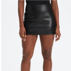 Vegan Leather Fabric Has A High Rise For A Figure-Flattering Fit! Nwt! Fabric 100% Polyester Versatile Black Mini Skirt, Sleek Black Lined Bottoms, Fitted Knee-length Faux Leather Skirt, Elegant High-waist Faux Leather Mini Skirt, Women Skirts Midi, Leather Fabric, Vegan Leather, Midi Skirt, Womens Skirt