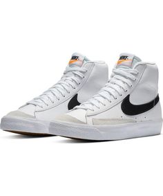 Nike Blazer Mid '77 "White/Black" Grade School Kids' Shoe - Hibbett | City Gear Nike Shoes High Tops, Blazer Shoes, Kids Blazers, Blazer Mid 77 Vintage, The Iceman, Shoes For School, Back To School Shoes