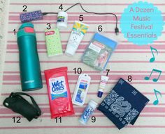 Rave Bag Essentials, Concert Survival Kit, Music Festival Survival Kit, Music Festival Bag Essentials, What To Pack For A Music Festival, Music Festival Necessities, Band Camp Essentials, What To Bring To A Music Festival, Concert Must Haves List