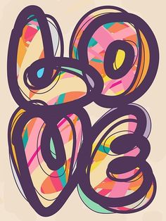 an abstract art piece with the word 80 in purple, pink and yellow colors on it