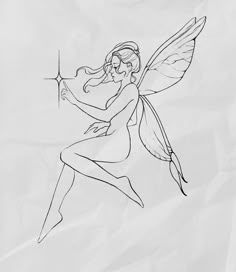 a drawing of a fairy holding a wand