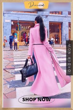 Mid-length Pink Coat Chic Long Single-breasted Outerwear, Fitted Belted Pink Outerwear, Chic Full-length Outerwear For Work, Chic Full Length Outerwear For Work, Fitted Long Outerwear For Office, Belted Long Fitted Outerwear, Belted Fitted Long Outerwear, Chic Full-length Spring Outerwear, Long Formal Spring Outerwear