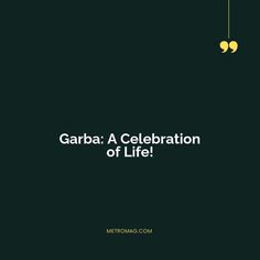 the cover of garba a celebration of life by metromag com, with an image of two balls hanging from strings