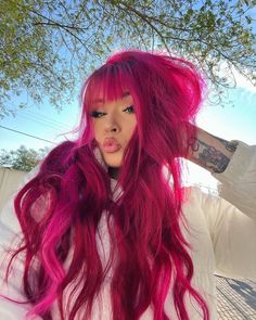 Fox Hair Color, Gemini Hair, Magenta Hair, Pink Hair Dye, Hot Pink Hair, Fox Hair, Arctic Fox Hair Color, Red Hair Inspo