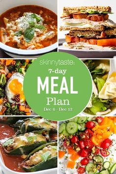 six different pictures with the words skinnytaste meal plan