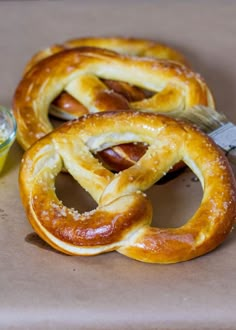 three pretzels with the words world's greatest soft pretzels