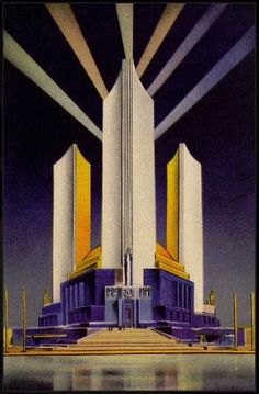 an image of a futuristic building that looks like it could be in the movie metropolis