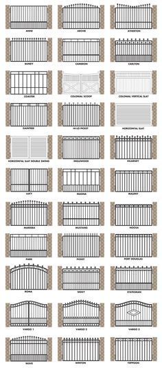 the different types of fences and gates in various shapes, sizes and colors are shown