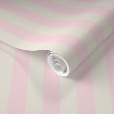 a pink and white striped wallpaper with a circular hole in the center on top