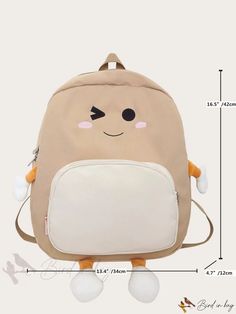 Bird in Bag - Womens Outdoor Backpack, Durable Solid Color Double Strap School Bag for Students, Perfect for Outdoor, Travel, and Back to School Cute Large Capacity Beige Backpack, Cute Beige Rectangular Backpack, Kawaii Softback Backpack For Everyday Use, Kawaii Style Softback Backpack For Everyday Use, Kawaii Standard Backpack, Kawaii Style Standard Backpack, Everyday Kawaii Backpack, Kawaii Satchel Backpack For Everyday Use, Portable Beige Standard Backpack