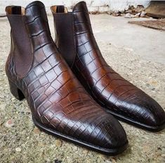 Crocodile Skin Texture, Gentleman Outfit, Alligator Shoes, Alligator Skin, Bespoke Shoes, Handmade Boot, Best Shoes For Men, Crocodile Skin, Suede Material