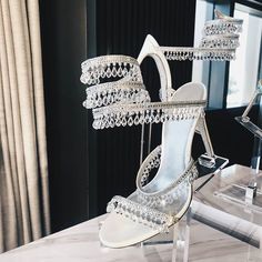 Handcrafted US sizing. Fits true to size. Heel Height: 4.72" / 120 mm approx Product measurements were taken using size 8. Please note that measurements may vary by size. Wedding Sandals Heels, Princess Heels, Luxury Sandals, Sandals Wedding, Sandals Woman, Cut Clothes, Womens Gladiator Sandals, Crystal Heels, Crystal Sandals