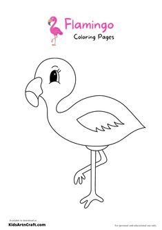 a flamingo coloring page with the word flamingo on it's back side