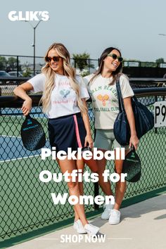 pickleball outfits for women with pickleball t-shirts and shorts Cute Pickleball Outfits, Pickle Ball Outfit Women, Womens Outfit, Pickleball Shirt, Pickle Ball, Female Shorts