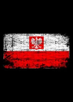 the flag of poland painted on an old black background