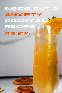 To soothe poor beleaguered Anxiety: 

2 oz Coppercraft Gin
1 oz Thatcher’s Organic Blood Orange Liqueur
1 oz orange juice
3 sprigs of fresh rosemary
Orange peel, garnish

In a cocktail shaker, muddle the one sprig of rosemary gently with the orange juice. Add gin and Thatcher’s Organic Blood Orange liqueur, and a handful of ice cubes to the shaker. Shake the mixture well for about 15-20 seconds to chill the ingredients. Strain the cocktail into a chilled glass filled with ice cubes. Inside Out 2, Grown Ups, Fresh Rosemary, Cocktail Recipe, Ice Cubes, Orange Peel, Blood Orange