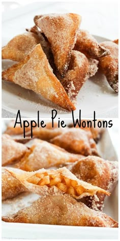 apple pie wontons with powdered sugar on top