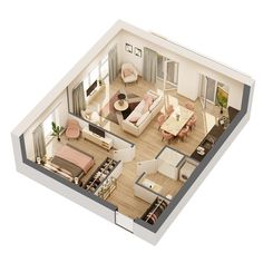 an overhead view of a living room and dining area in a house with the floor plan drawn out