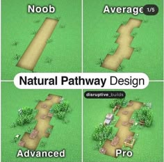 four different paths in the grass with text that says natural pathway design