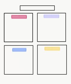 four squares with different colors on them and the same line in each square is shown