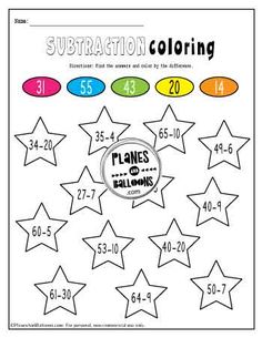 a coloring page with stars and numbers on it