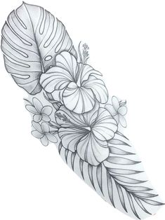 a drawing of flowers and leaves on a white background with the words, flower tattoo designs