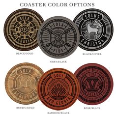 four different colored options for coasters