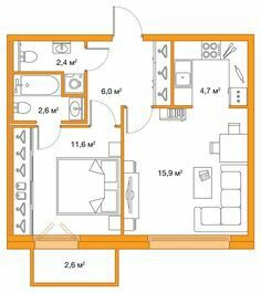 the floor plan for a two bedroom apartment with an attached kitchen and living room area