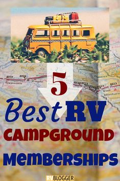 a yellow school bus on top of a map with the words best rv campground members