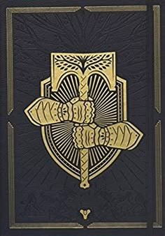 the front cover of an old book with gold lettering on black paper and ornate design