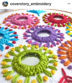 an embroidery project with colorful flowers on it