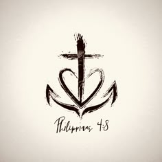 an anchor with a cross on it and the word hope is written in black ink