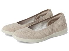 SKECHERS Performance On-The-Go Dreamy - Women's Shoes : Taupe : Showcase your effortless style by wearing SKECHERS Performance On-The-Go Dreamy ballet flats. Engineered knit upper. Textile lining. Skechers Air-Cooled Goga Mat breathable insole. Non-removable Ortholite comfort foam insole. Lightweight ULTRA GO cushioning. Stretch Fit design for sock-like comfort. Slip-on style. Metallic logo detail on the side. Round toe design. Flexible traction synthetic outsole. Imported. Measurements: Weight: Skechers Shoes Women, Sketchers Shoes, Beige Flats, Women's Slip Ons, Cute Sneakers, Shoe Boot Sandals, Skechers Women, Skechers Shoes, Toe Designs