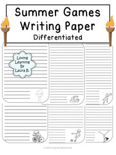 the summer games writing paper is an excellent way to teach kids about their favorite activities