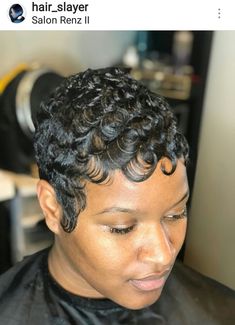 IG: @hair_slayer Maryland Hairstylist Side Burns, Black Hair 90s, Pin Curl, Waves Haircut, Finger Wave Hair, Curly Pixie Hairstyles