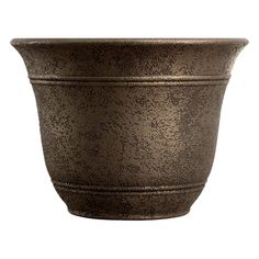 a large brown pot is shown on a white background and it looks like an old fashioned planter