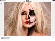 Skeleton Makeup Half Face, Half Skeleton Face, Pirate Makeup, Halloween Costumes Diy Couples, Spooky Halloween Costumes, Skeleton Girl, Half Skull, Skeleton Face, Skeleton Makeup