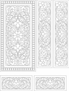 four panels with decorative designs on them