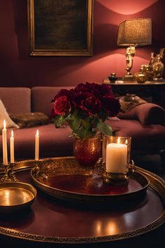 Creating a Hygge Home - Burgundy Living Room with Romantic Touches