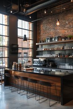 an empty restaurant with lots of counter space