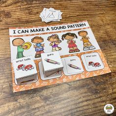 an i can make a sound pattern game on a table with pencils and markers