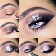 30 Terrific Makeup Ideas For Almond Eyes Glitter Eye Makeup Tutorial, Silver Glitter Eye Makeup, Eyeliner Smokey, Almond Eye Makeup, Glitter Eye Makeup, Glitter Eye