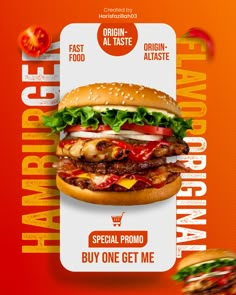 an advertisement for a burger restaurant