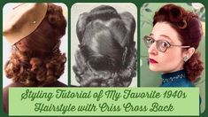 1940s Curly Hair, Buns Long Hair, Roller Tutorial, 1950 Hair, 1950 Hairstyle, Under Scarf, Forties Fashion, Cool Hair Designs