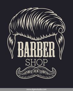 a barber shop logo with a mustache