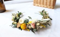 Dried and preserved floral head wreaths will be slightly different from each other because they are custom made. Colour of the floral head wreath might differ slightly too due to the nature of the flowers and lighting on different monitor screen. Flower head wreath at USD$43 Message us if you need more pcs for your event. Overseas shipping available. Items will be shipped as registered article that comes with a tracking number. Estimated shipping is about 10- 14 working days,depending on customs Wedding Head Wreath, Dry Flower Wreath, Sage Bouquet, Head Wreath Wedding, Floral Head Wreath, Flower Head Wreaths, Wreath Crown, Natural Wedding Hairstyles, Flowers Simple