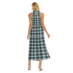 Gordon Dress Ancient Tartan Crest Wrap Hem Belted Halter DressNo matter what style you are, this maxi sundress is a good choice for your summer.The vivid print can perfectly show your personality,and make you feel confident. Fabric: 98% polyester Skinny fit Waist tie, side slit Fabric weight: 80g/m² Thread Color: black orwhite for a single piece, automatically chosen using color approximation. Can not be customized. Care Instruction: machine wash cold with similar colors, do not bleach, tumble dry low, do not iron, do not dry clean. For the knotted area, please refer to the canvas section (section in the middle) as the benchmark since mock-up may not display the precise result for certain images. Notice:a variety of factors may cause slight differences between the actual product and the mo Pride Of Scotland Tartan, Tartan Clothing, Blue Tartan, Maxi Sundress, Tartan Dress, Scottish Tartans, Stirling, Modern Dress, Tartan Plaid