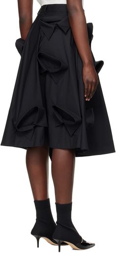 Stretch cotton poplin midi skirt. Spread collar-style appliqués throughout. · Belt loops · Seam pockets · Flared hem · Zip closure at side Supplier color: Black Cotton Poplin, Stretch Cotton, Moschino, Collar Style, Apparel Accessories, Collar Styles, Midi Skirt, Top Brands, Women Wear