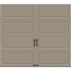 an image of a garage door with the top panel painted brown and bottom panel painted beige